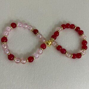 Pink and red beaded infinity bracelet #infinitylove